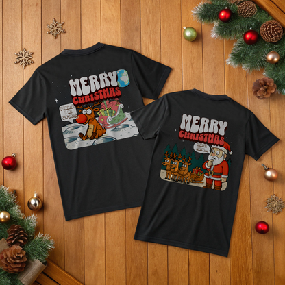 Lustiges Weihnachts- / Partner T-Shirt "Rentier auf dem Mond"